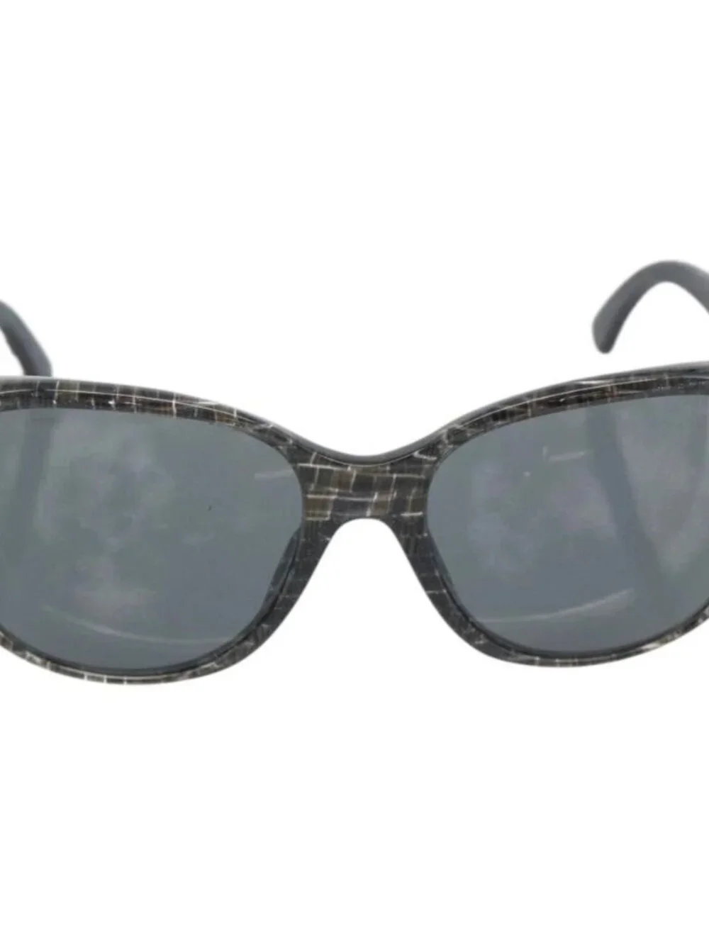 CHANEL Matelasse Sunglasses Plastic Lamb Skin Black CC Auth BA12975M